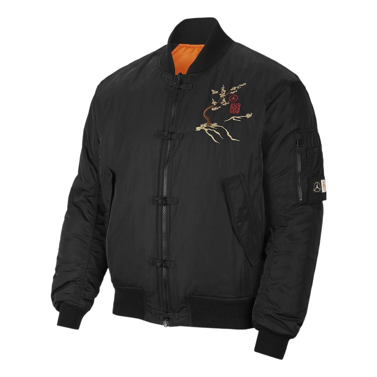 Men's Jordan Logo Embroidered Reversible Aviator Padded Clothes Black Jacket DO4085-010