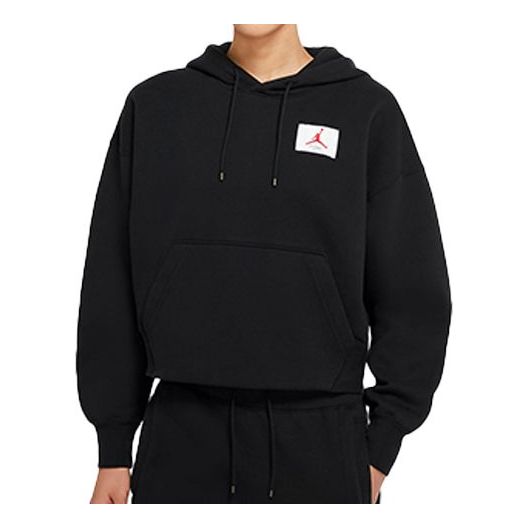 (WMNS) Air Jordan Fleece Pullover Hoodie Casual Sports Hoodie Black CV7737-010