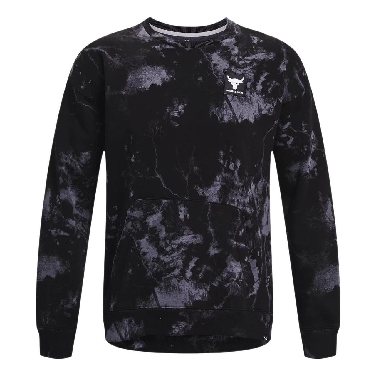 Under Armour Project Rock Rival Fleece Disrupt Printed Crew Sweatshirt 'Black Grey' 1373566-001