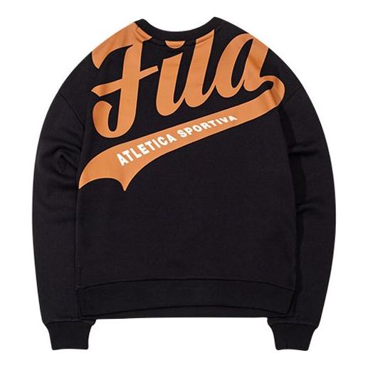 (WMNS) Fila Back Logo Printing Sports Round Neck Hoodie Black T11W035204F-BK