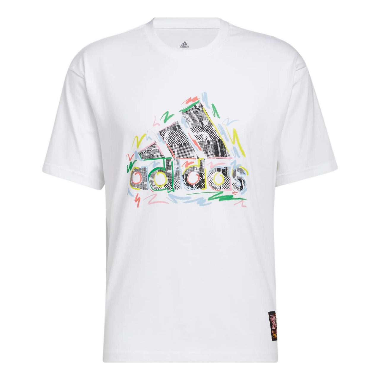 Men's adidas Alphabet Logo Multi-Color Printing Short Sleeve White T-Shirt HC4456