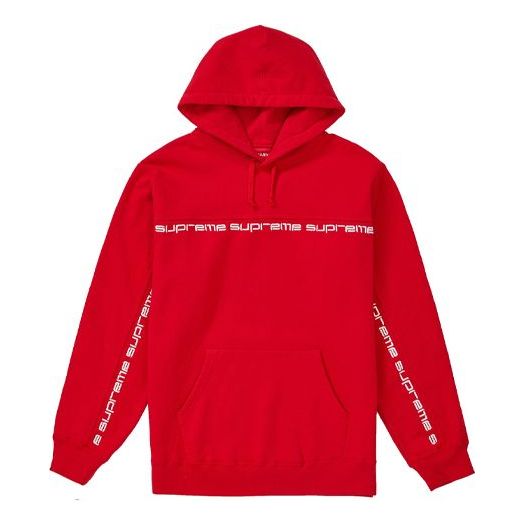 Supreme FW18 Text Stripe Hooded Sweatshirt 'Red' SUP-FW18-962