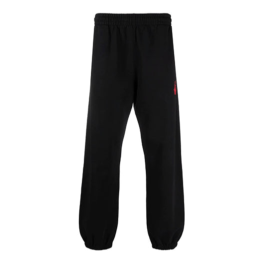 Men's Off-White Hands Off Red Arrow Sports Pants/Trousers/Joggers Loose Fit Black OMCH029F21FLE0021025