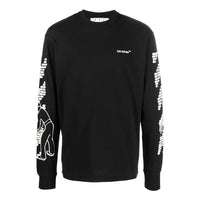 Men's Off-White FW22 Logo Printing Round Neck Long Sleeves Black T-Shirt OMAB064F22JER0051001