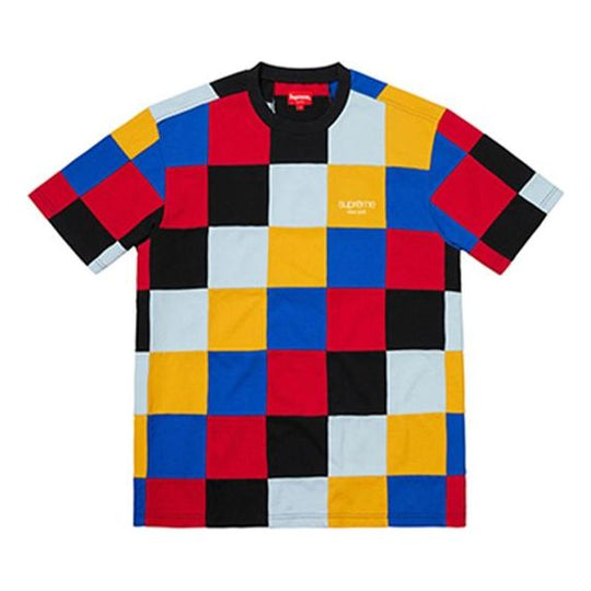 Supreme FW18 Patchwork Pique RedYellowBlue Tee 'Red Yellow Blue' SUP-FW18-106