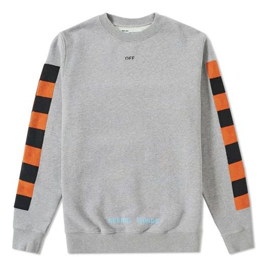 Off-White Back Printing Plaid Round Neck Pullover Version Gray OMBA003F171920230719