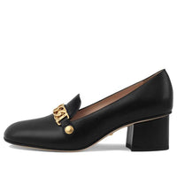 (WMNS) Gucci Sylvie Chain-embellished Leather Mid-Heel Pumps 'Black' 537539-CQXS0-1183