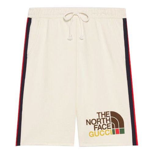 Men's Gucci x THE NORTH FACE Crossover Webbing Printing Cotton Shorts Ivory 651727-XJDIP-9756