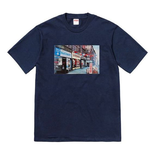 Supreme SS18 Hardware Tee Navy Printing Short Sleeve Unisex Navy Blue SUP-SS18-511