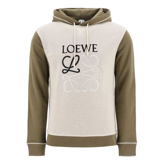 Men's LOEWE Embroidered hooded Drawstring Khaki H526341X94-3962