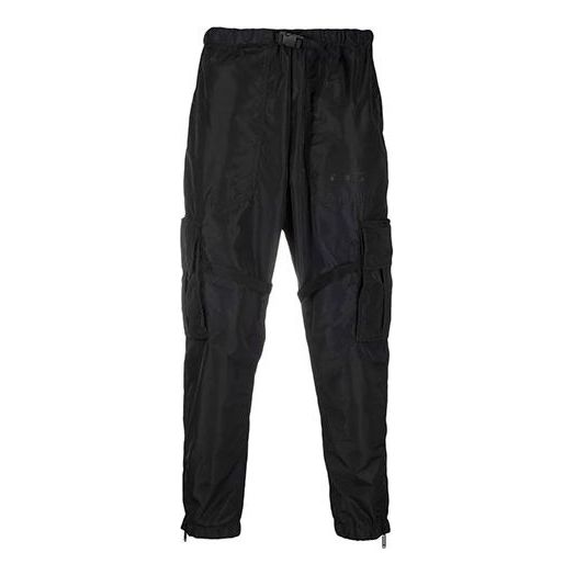 Men's Off-White FW21 Solid Color Cargo Functional Casual Pants/Trousers Black OMCF004F21FAB0021010