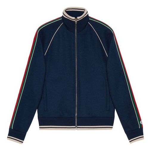 Gucci SS21 Zipper Long Sleeves Jacket Navy Blue 645243-XJC58-4215