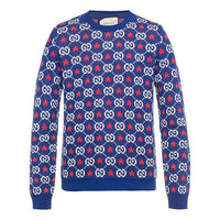 Men's Gucci SS21 G Round Neck Pullover Wool Sweater Blue 576792-XKAUI-4915