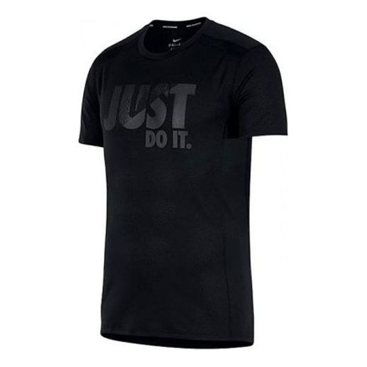 Men's Nike Alphabet Printing Sports Round Neck Pullover Short Sleeve Black T-Shirt AH2258-010