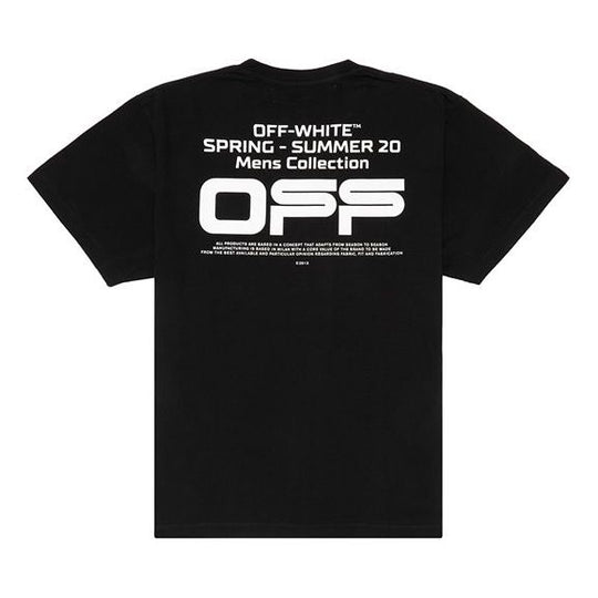 Off-White Wavy Line White T-Shirt Printing Short Sleeve Loose Fit Black OMAA038R201850041001