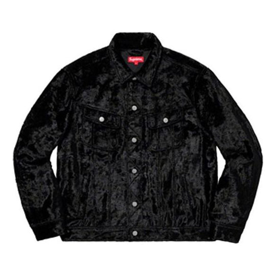 Supreme SS19 Fuzzy Pile Trucker Jacket Black SUP-SS19-166