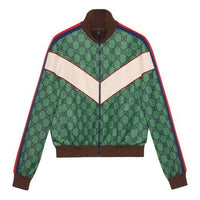 Men's Gucci FW21 Webbing Double G Knit Zipper Logo Jacket Green 653367-XJDF0-3305