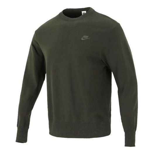 Men's Nike Sportswear Logo Casual Sports Round Neck Pullover Brown Green DA0022-355