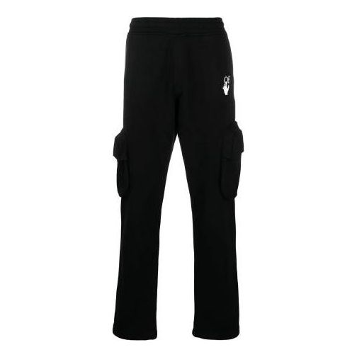 Off-White SS21 Logo Pocket Casual Sports Pants Black OMCH036R21FLE0021032