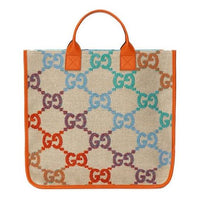 (WMNS) Gucci Rainbow Gradient Logo Flax Tote Kids Kid's Beige / Orange / Multi-Color Handbag 550763-2KMA0-8485