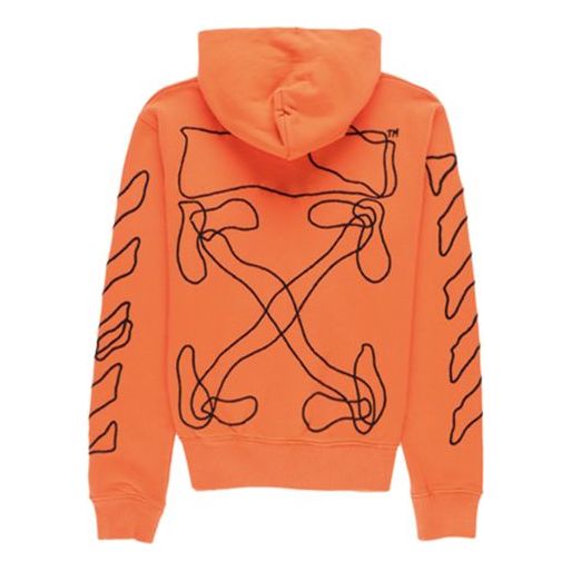 Men's Off-White Abstract Arrows Slim Arrow Washed Distress Geometry Embroidered Orange OMBB034F19E300111910