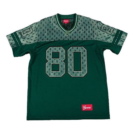 Supreme SS18 Monogram Football Jersey Dark Green Tee SUP-SS18-741