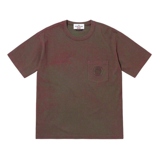 Supreme SS19 x Stone Island Pocket Tee Crossover Short Sleeve Unisex Red T-Shirt SUP-SS19-392