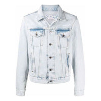 Men's Off-White Bleach Effect Denim Jacket Autumn Blue OMYE079C99DEN0044001