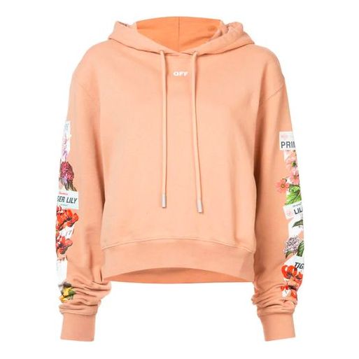 (WMNS) Off-White Flowers Printing Hoodie Loose Fit Pink Red OWBB016R180030090388