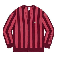 Supreme X Lacoste Stripe Cardigan FW19 Jacket 'Red' SUP-FW19-567