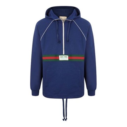 Gucci GRG Detail Half Zip Hoodie 'Royal Blue Red' 645320-XJDAK-4397