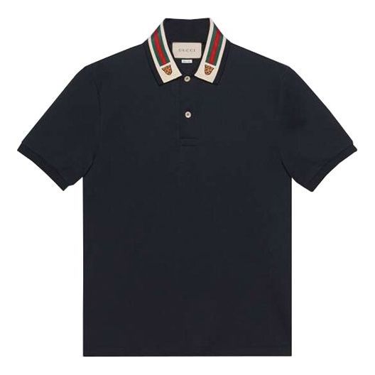 Gucci Stripe Short Sleeve Polo Shirts 'Navy Blue' 545714-XJAGU-4685