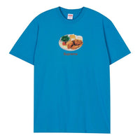 Supreme SS18 Chicken Dinner Tee Cyan Printing Short Sleeve Unisex Blue SUP-SS18-0185