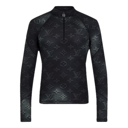 LOUIS VUITTON LV SS21 2054 Series Technical Print Half Zipper Long Sleeve For Men Black 1A8H7D