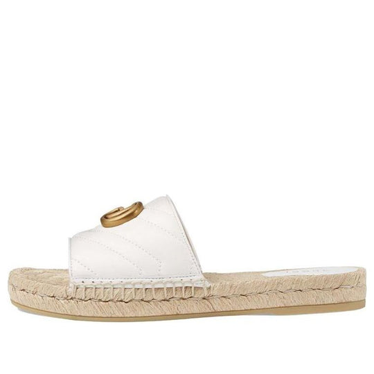 (WMNS) Gucci Leather Espadrille Sandal 'White Gold' 573028-BKO00-9014