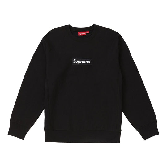 Supreme FW18 Box Logo Crewneck Black Round Neck Pullover Fleece Lined Unisex SUP-FW18-1070