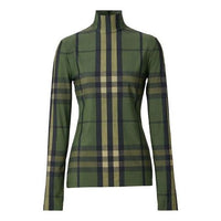 Burberry Checked Intarsia High Collar Swea Green 80411341