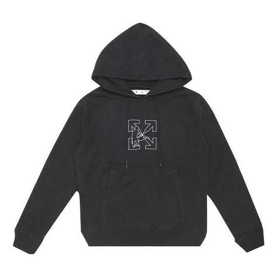 Off-White FW20 Embroidery Hooded Pullover Men Black OMBB034E20FLE0031001