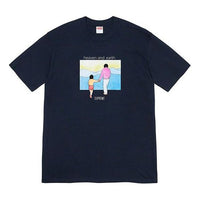 Supreme FW19 Week 1 Heaven and Earth Tee Printing Short Sleeve Unisex Navy Blue SUP-FW19-106