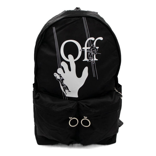 Off-White Logo Graffiti Alphabet Printing Zipper Multiple Pockets backpack schoolbag Black OMNB003E20FAB0021001