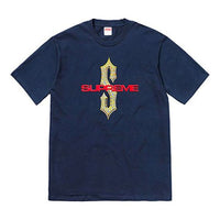 Supreme SS18 Diamonds Tee Navy Diamond Printing Short Sleeve Unisex Navy Blue SUP-SS18-0104