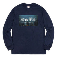 Supreme FW18 The Killer L/S Tee Navy Bloody Twins Chow Yun Fat Chest Printing Long Sleeves Unisex Navy Blue SUP-FW18-677