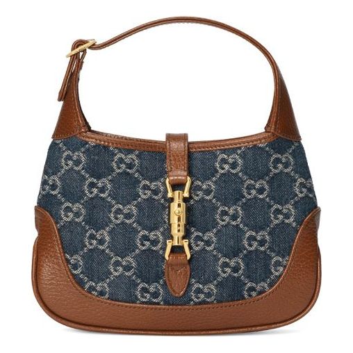 (WMNS) Gucci Jackie 1961 Series miniDenimSingle Shoulder Bag Brown color combination 637092-2KQGG-8375