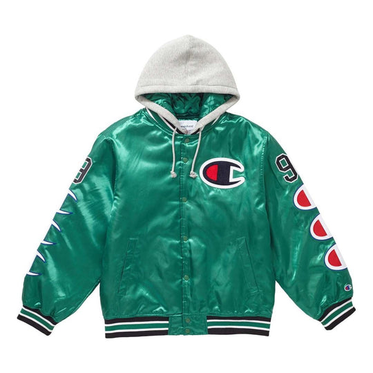 Supreme Champion Hooded Satin Varsity Jacket 'Kelly Green' SUP-FW18-556