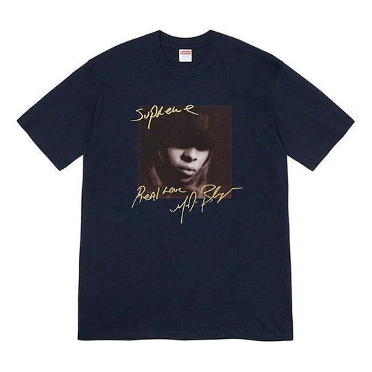 Supreme FW19 Week 1 Mary J. Blige Tee Character Short Sleeve Unisex Navy Blue SUP-FW19-003