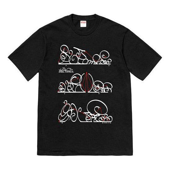 Supreme FW18 System Tee Black Graffiti Geometry Alphabet Printing Short Sleeve Unisex SUP-FW18-477