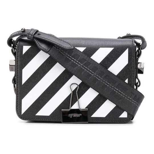 (WMNS) Off-White Leather shoulder bag Black/White OWNA038S20LEA0011001