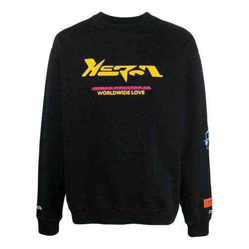 Men's HERON PRESTON Alphabet Printing Pullover Black HMBA014F20JER0031016