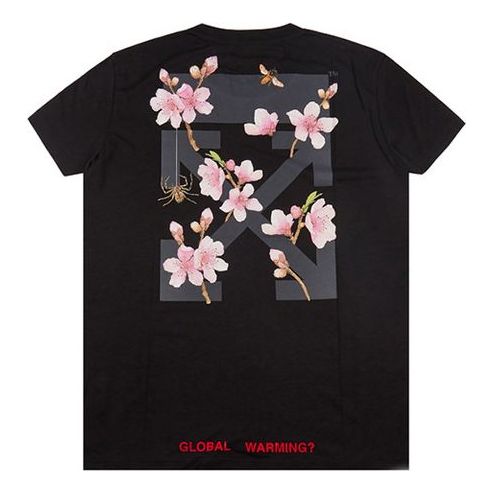 (WMNS) Off-White Back Cherry Blossoms Arrows Sketch Print Short Sleeve OWAA029E170020491088