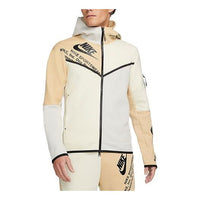 Men's Nike Sportswear Tech Fleece Printing Full-Length Zipper Cardigan Jacket Light Bone DM6475-072